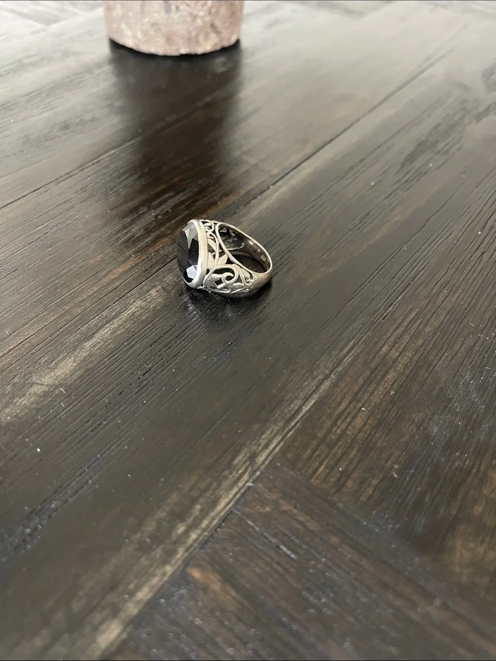 Silpada Black Chalcedony Silver  filigree Ring - Elegant Women's Statement Ring